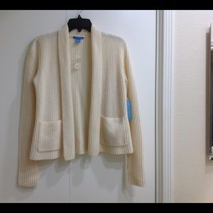 White + Warren Ivory Cashmere Cardigan